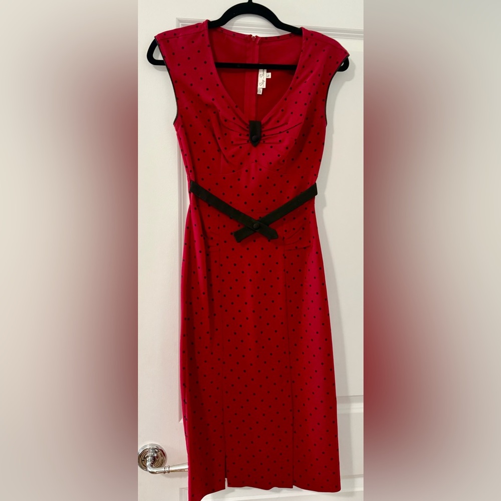 Pinup ‘Stop Staring’ Red Dress with Black polka dots